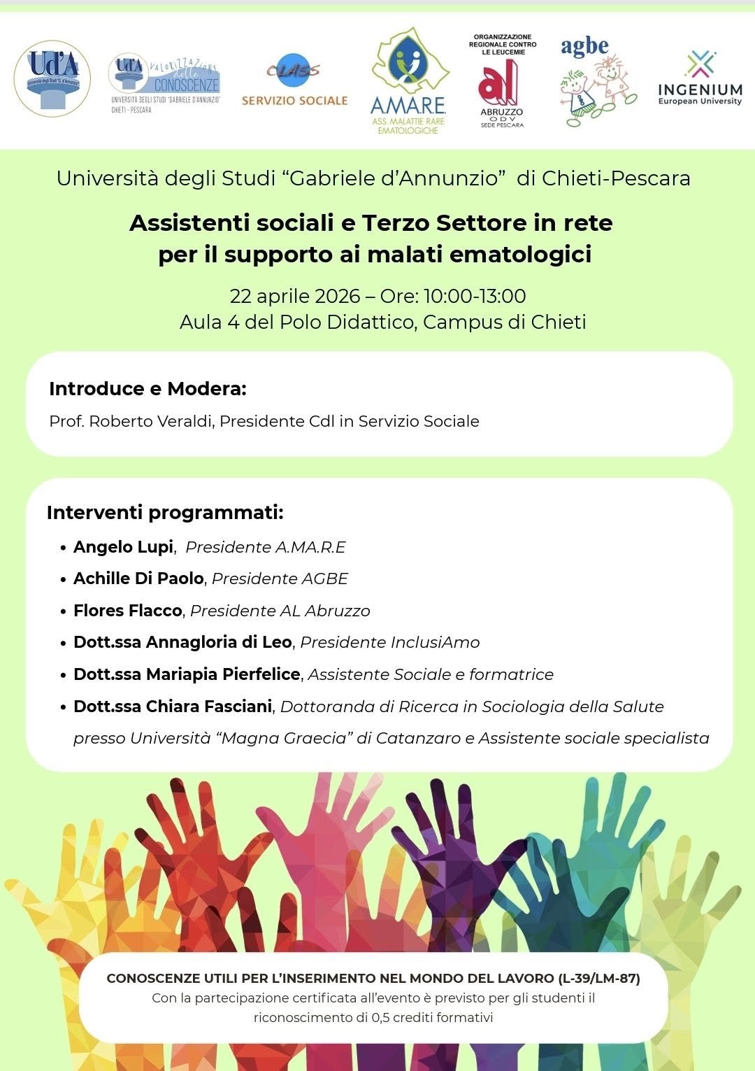 Assistenti sociali e Terzo Settore in rete per il supporto per i malati ematologici – 22 aprile 2026